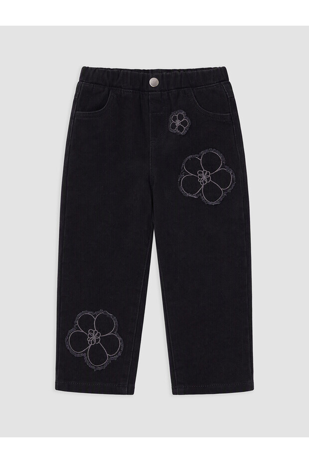 Two Mt Shop Quality Lcw Kids Black Regular Fit Embroidered Girls' Jeans