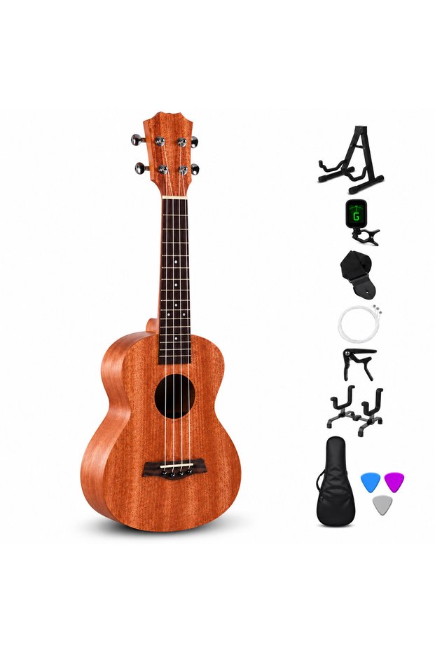 21-inch Soprano Ukulele Beginner Kit with Gig Bag, Digital Tuner, Capo, Strap & 2 Stands