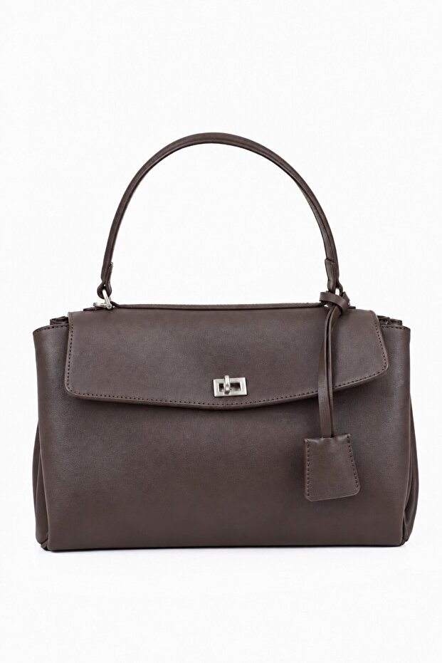 Nessa Faux Leather Shoulder Bag with Lock Detail
