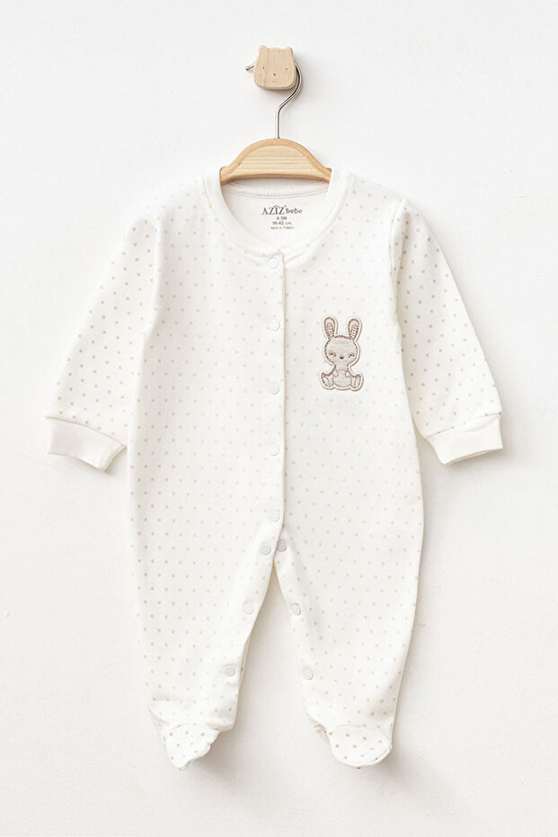 Baby Girl Snap Fastener Patterned Booties Jumpsuit 0 Month 6 Month