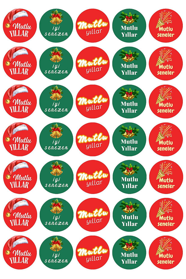 New Year's Stickers, Mixed Happy New Year Set, 350 Pieces (10 Sheets - Printed on Coated Paper.)