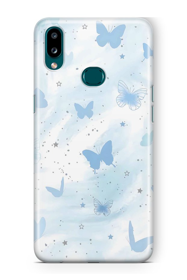 Samsung Galaxy A10S Compatible Pastel Blue Butterfly Pattern Transparent Phone Case