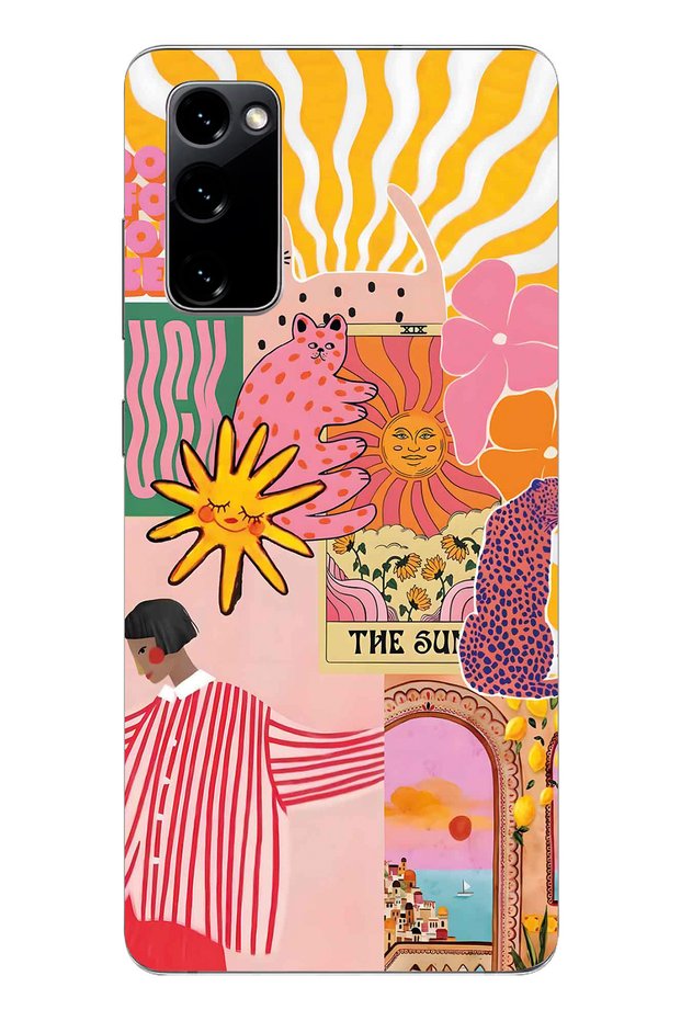 Samsung Galaxy S20 Fe Compatible Abstract Art Collage Pattern Transparent Phone Case