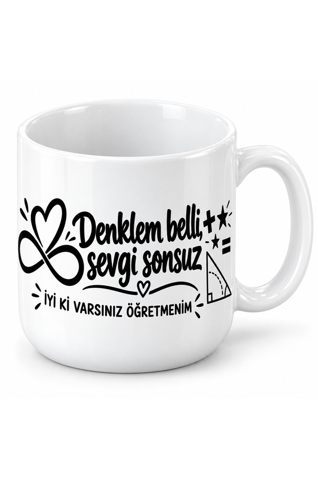 Teacher's Day Gift: Porcelain Mug with Math Theme, Infinite Love Written on It, 300 ml