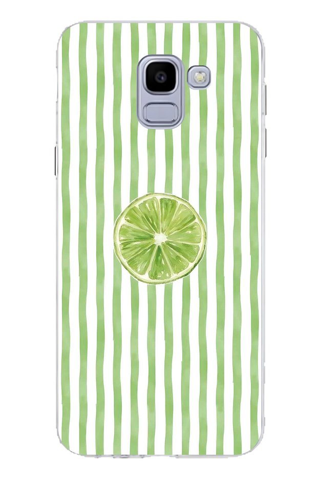 Samsung Galaxy J6 Compatible Lime Slice Patterned Transparent Phone Case