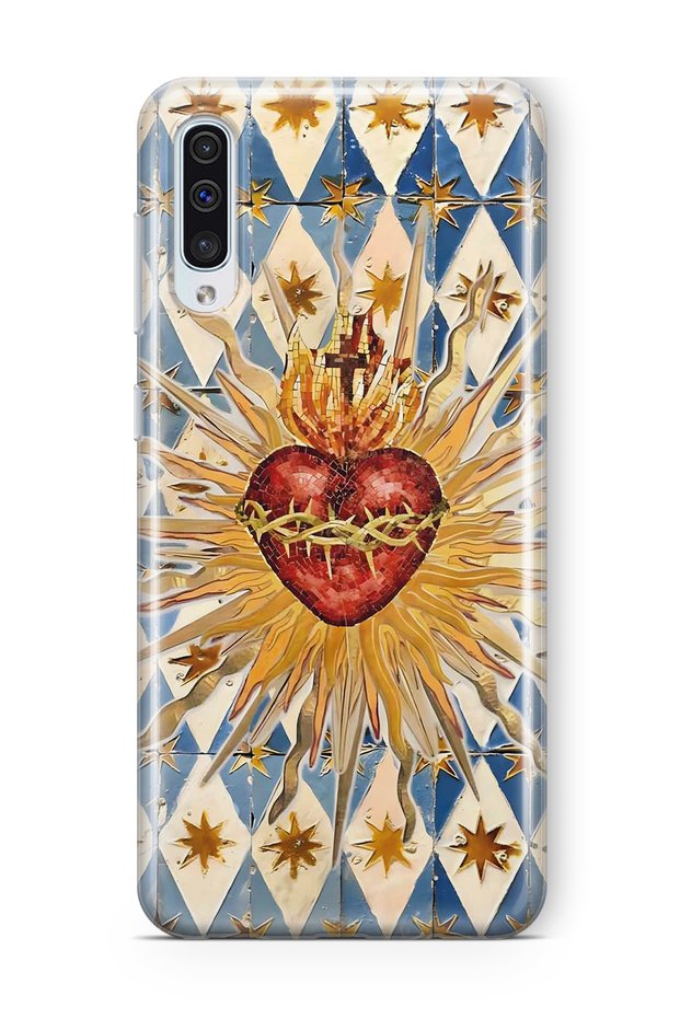 Samsung Galaxy A50 / A30S Compatible Vintage Sun and Heart Pattern Transparent Phone Case