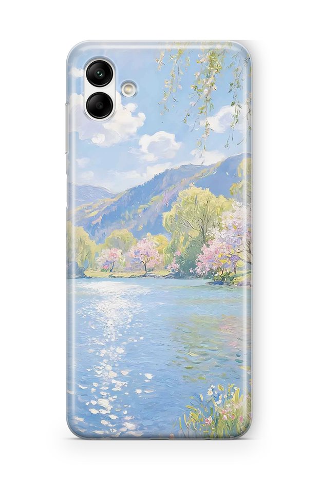 Samsung Galaxy A05 Compatible Monet Style Lake Landscape Pattern Transparent Phone Case