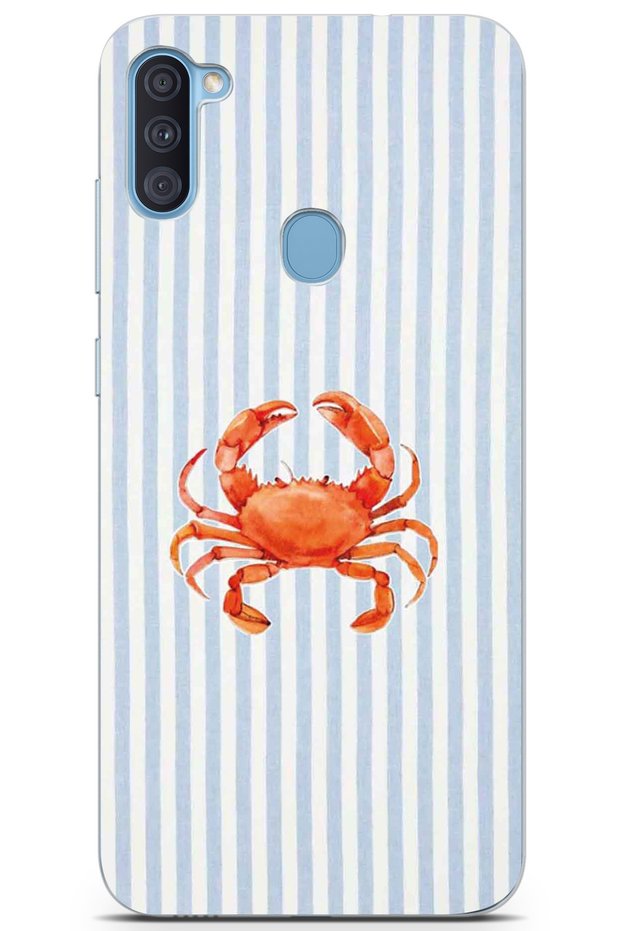 Samsung Galaxy A11 / M11 Compatible Transparent Phone Case with Crab Pattern