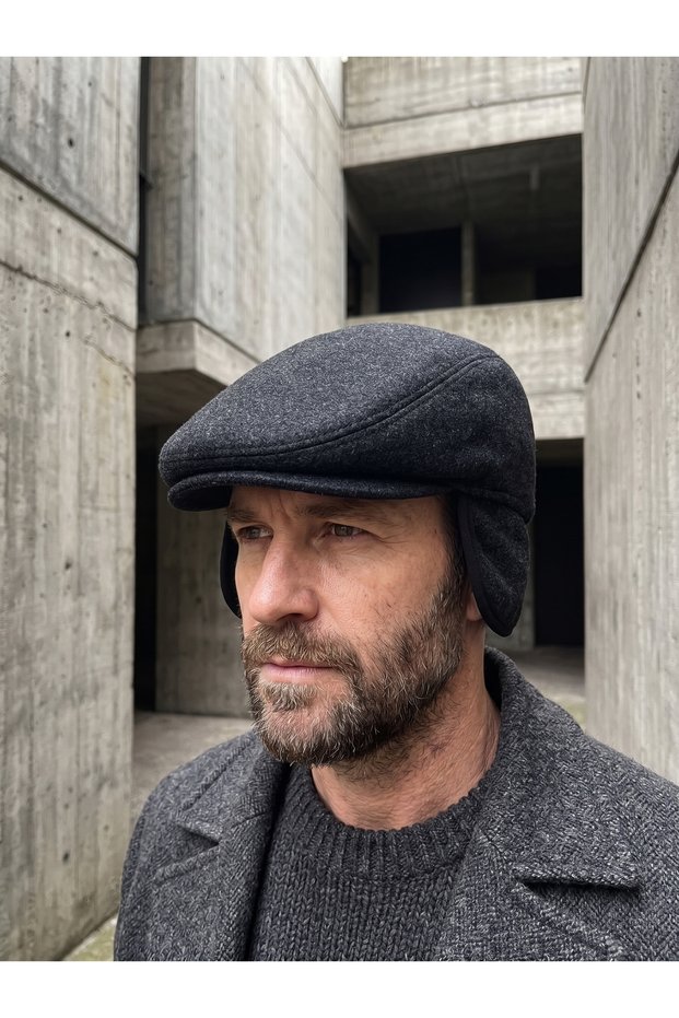 Fleece-Lined Ear and Neck Protection Cashmere Beanie - 95% Polyester 5% Wool Winter Unisex Hat