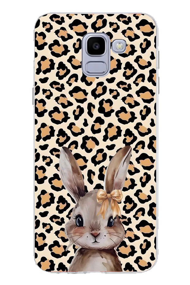 Samsung Galaxy J6 Compatible Leopard Pattern Rabbit Pattern Transparent Phone Case