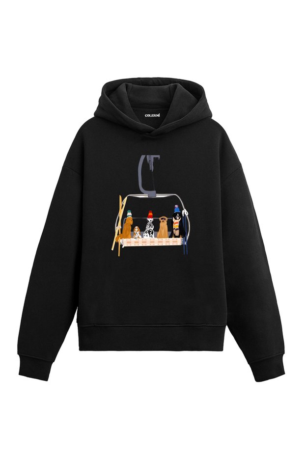 Ski Dog Design Hooded Sweatshirt