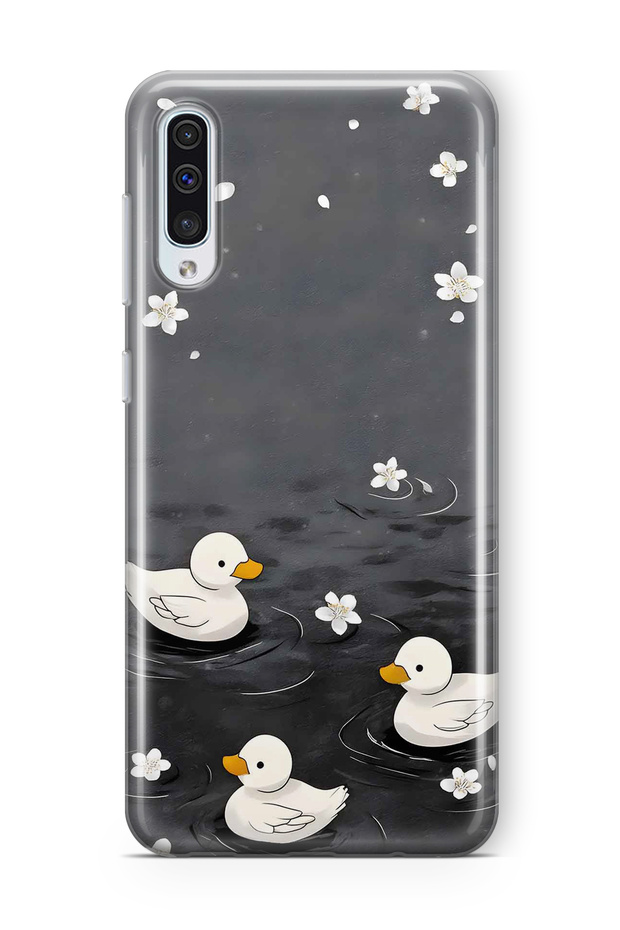 Samsung Galaxy A50 / A30S Compatible Little Ducks Patterned Transparent Phone Case