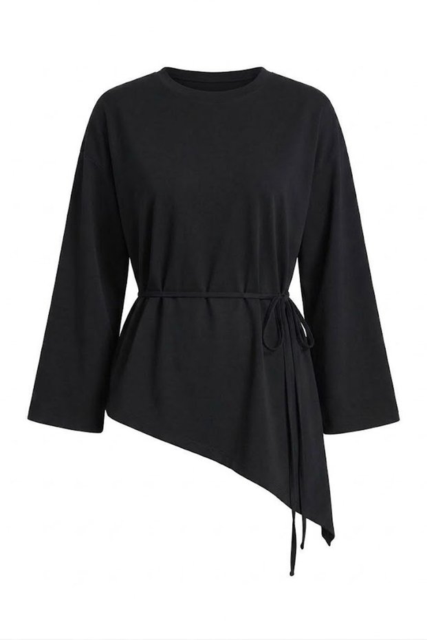 Asymmetrical Cut Tunic-Black Black