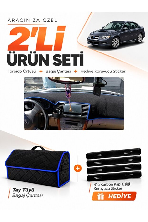 Subaru Legacy B4 (2003-2009) Compatible Glove Box Cover + Tay Feather Trunk Bag + Sticker Set - Su005