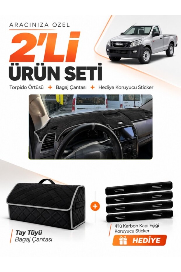 Isuzu D-Max (2012-2019) Compatible Glove Box Cover + Thai Feather Trunk Bag + Sticker Set - Is002