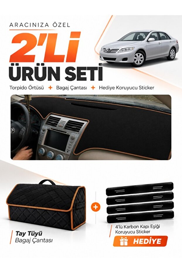 Toyota Camry (2006-2012) Compatible Dashboard Cover + Tay Feather Trunk Bag + Sticker Set - To007