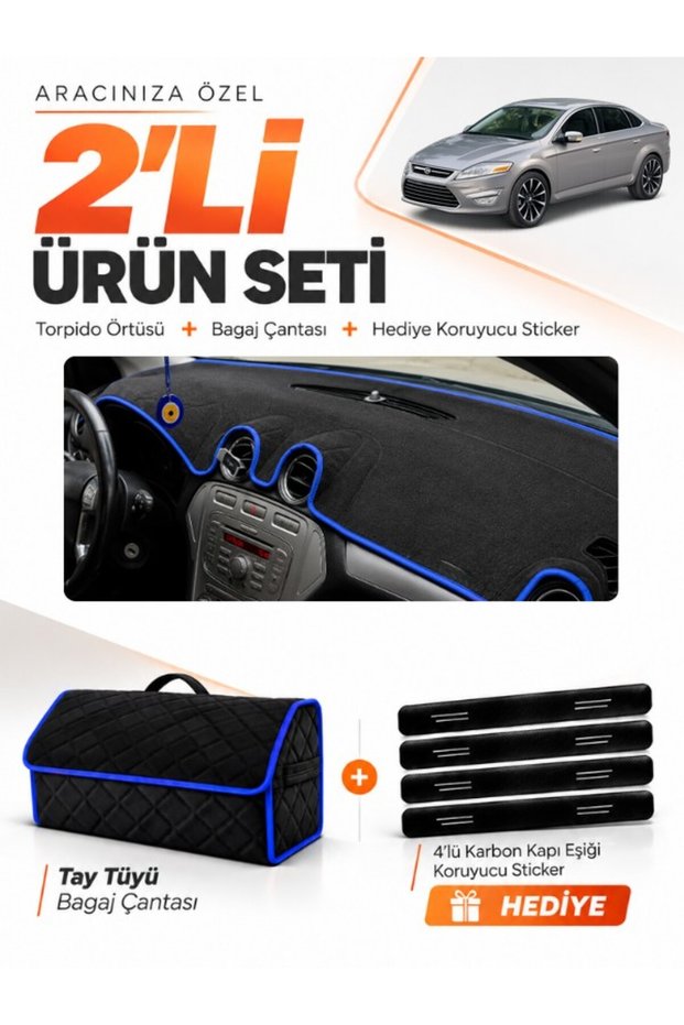 Ford Mondeo Mk4 (2008-2014) Compatible Dashboard Cover + Tay Feather Trunk Bag + Sticker Set - Fo021