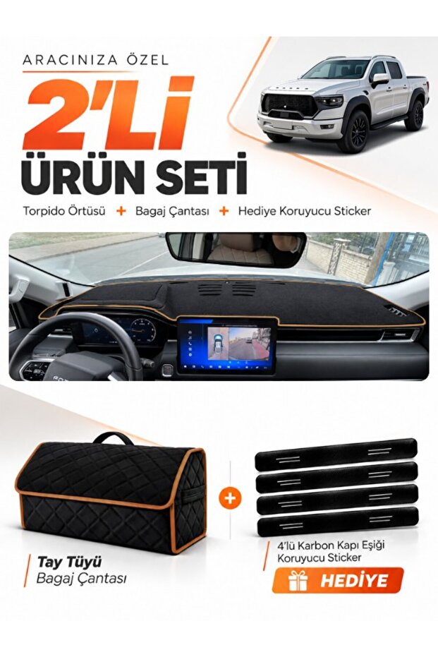 Foton Tunland V9 (2025-Later) Compatible Glove Box Cover + Thai Feather Trunk Bag Set - Ft001