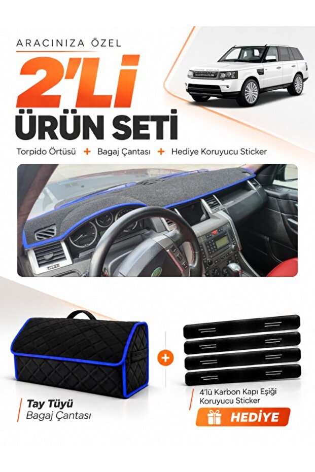 Land Rover Range Rover Sport (2005-2013) Compatible Dashboard Cover + Thai Feather Trunk Bag Set - Lr004