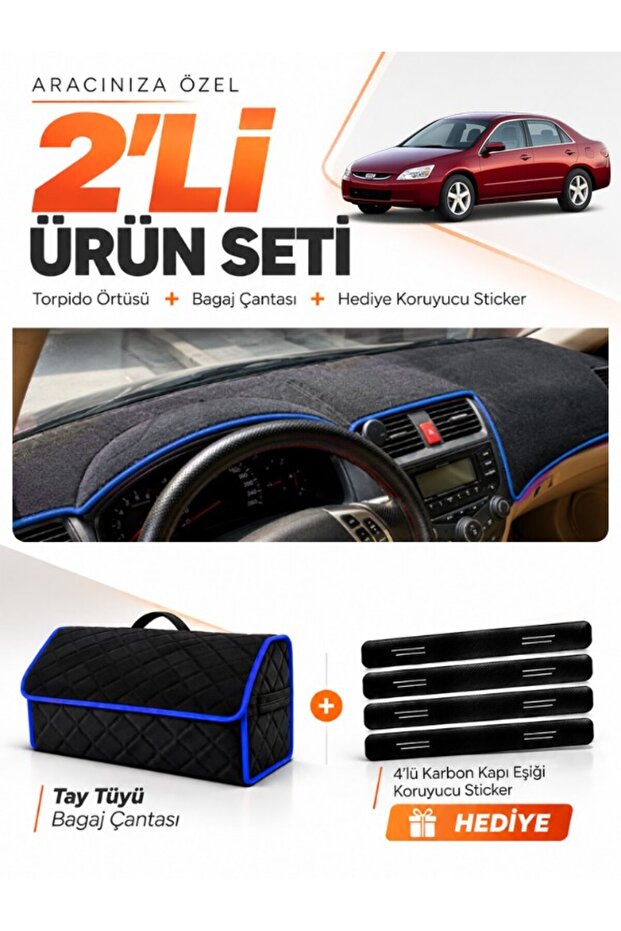 Honda Accord (2002-2008) Compatible Dashboard Cover + Thai Feather Trunk Bag + Sticker Set - Ho001
