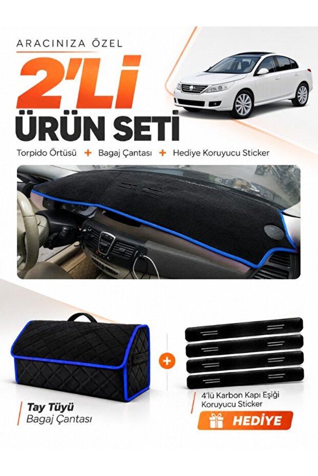 Renault Latitude (2010-2015) Compatible Dashboard Cover + Thai Feather Trunk Bag + Sticker Set - Re034