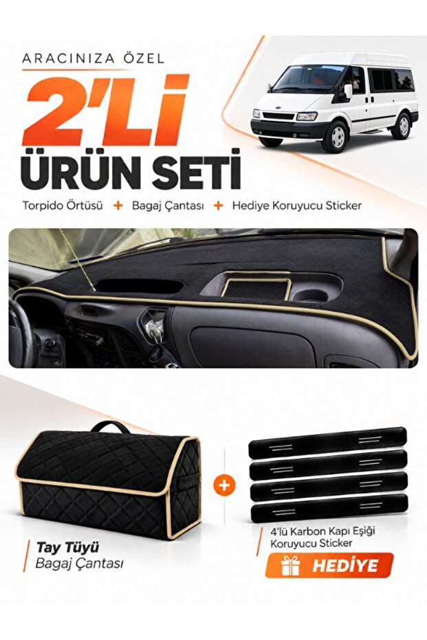 Ford Transit (2001-2006) Compatible Glove Box Cover + Tay Feather Luggage Bag + Sticker Set - Fo028