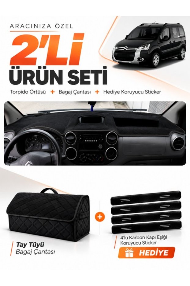 Citroen Berlingo B9 Coverless Screen Protector (2008-2017) Compatible Dashboard Cover + Thai Feather Bag Set - Ci012