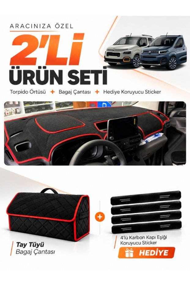 Citroen Berlingo K9 (2018-2026) Compatible Dashboard Cover + Tay Tüy Luggage Bag Set - Ci015