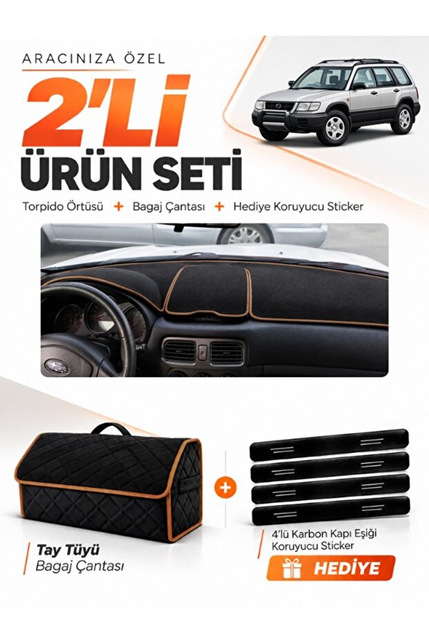 Subaru Forester (1997-2002) Compatible Glove Box Cover + Thai Feather Trunk Bag + Sticker Set - Su002