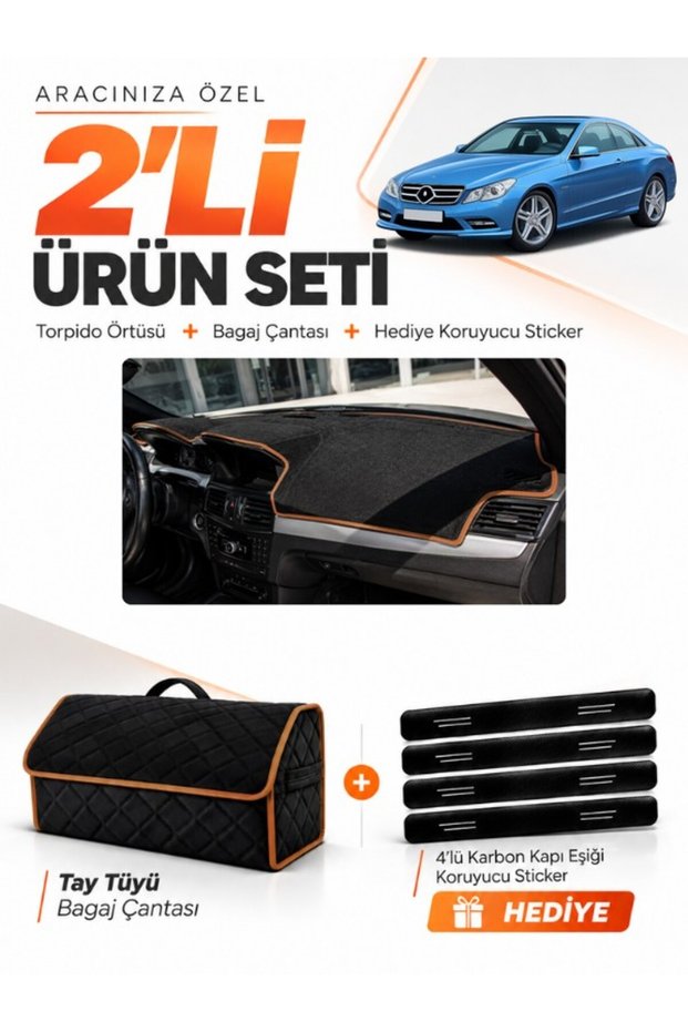 Mercedes C207 (2009-2017) Compatible Dashboard Cover + Tay Tüy Luggage Bag + Sticker Set - Mb008