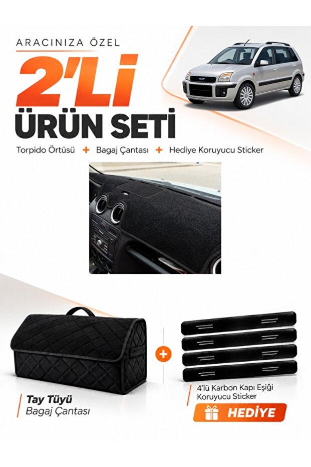 Ford Fusion (2009-2012) Compatible Glove Box Cover + Tay Feather Trunk Bag + Sticker Set - Fo038