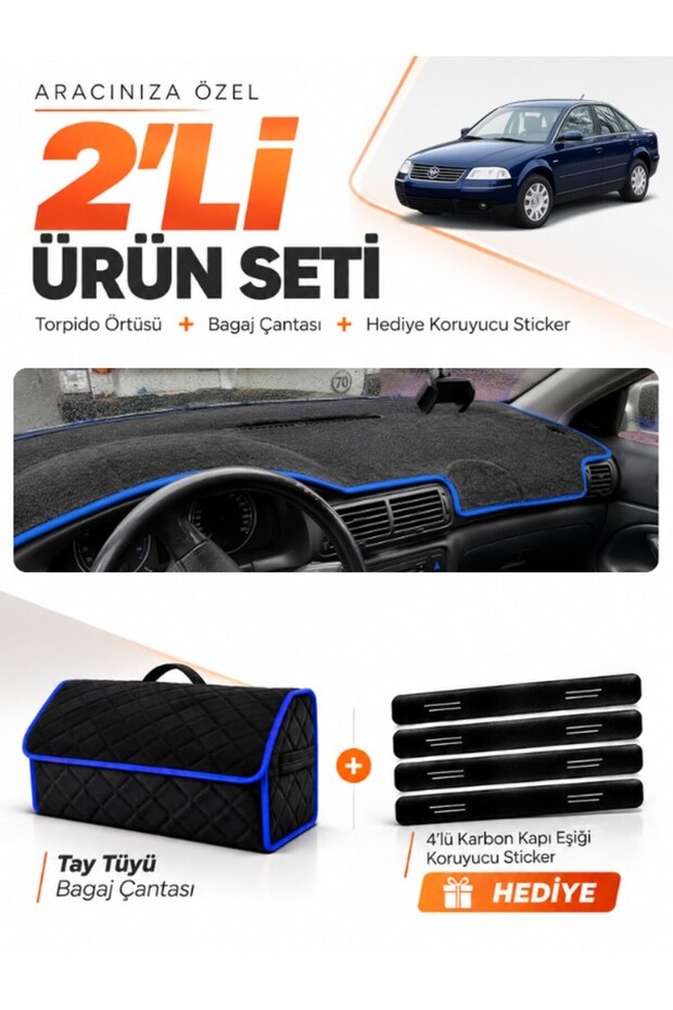 Volkswagen Passat B5.5 (2000-2005) Compatible Dashboard Cover + Tay Tüy Trunk Bag Set - Vw015