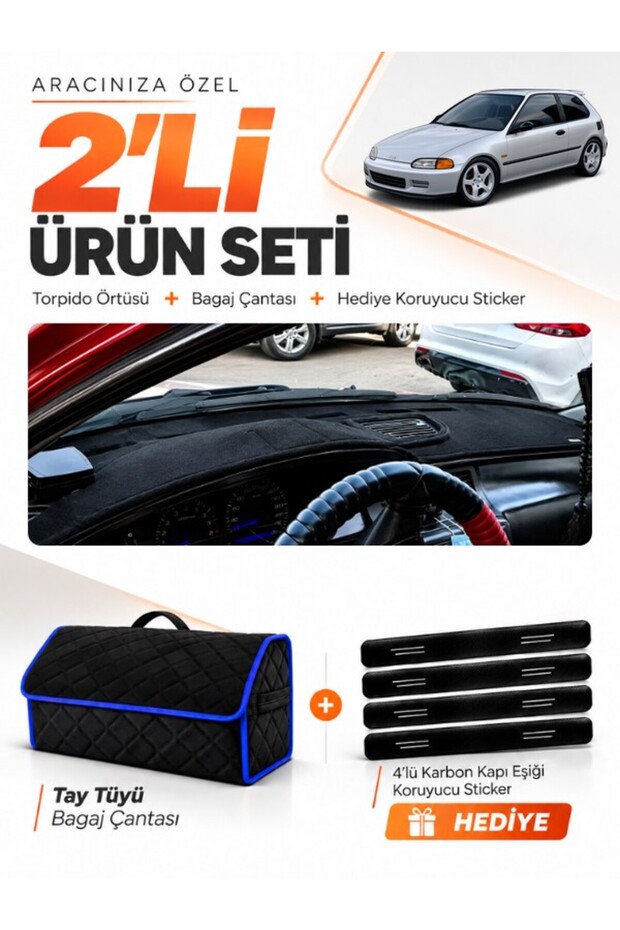 Honda Civic Eg-Ex-El (1994-2000) Compatible Glove Box Cover + Tay Tüy Luggage Bag Set - Ho005