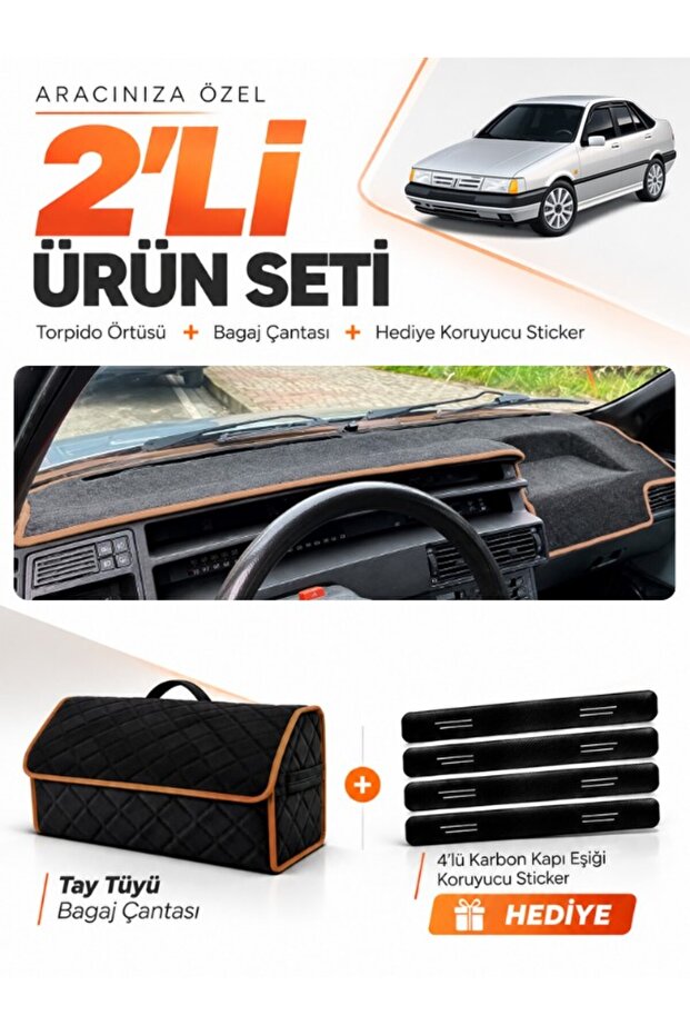 Fiat Tempra (1992-1997) Digital Console Compatible Dashboard Cover + Tay Feather Trunk Bag Set - Fi018