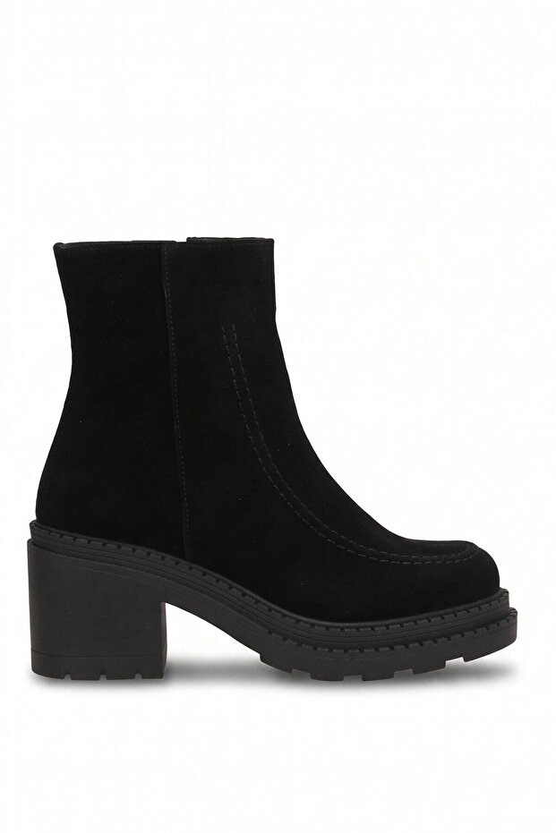 Elit Vvs2754S Women's Genuine Suede Leather Heeled Boots Black