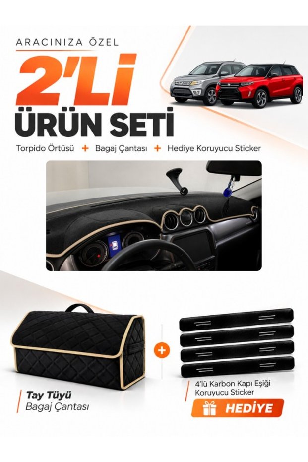 Suzuki Grand Vitara (2013-2025) Compatible Glove Box Cover + Tay Tüy Luggage Bag Set - Sz006