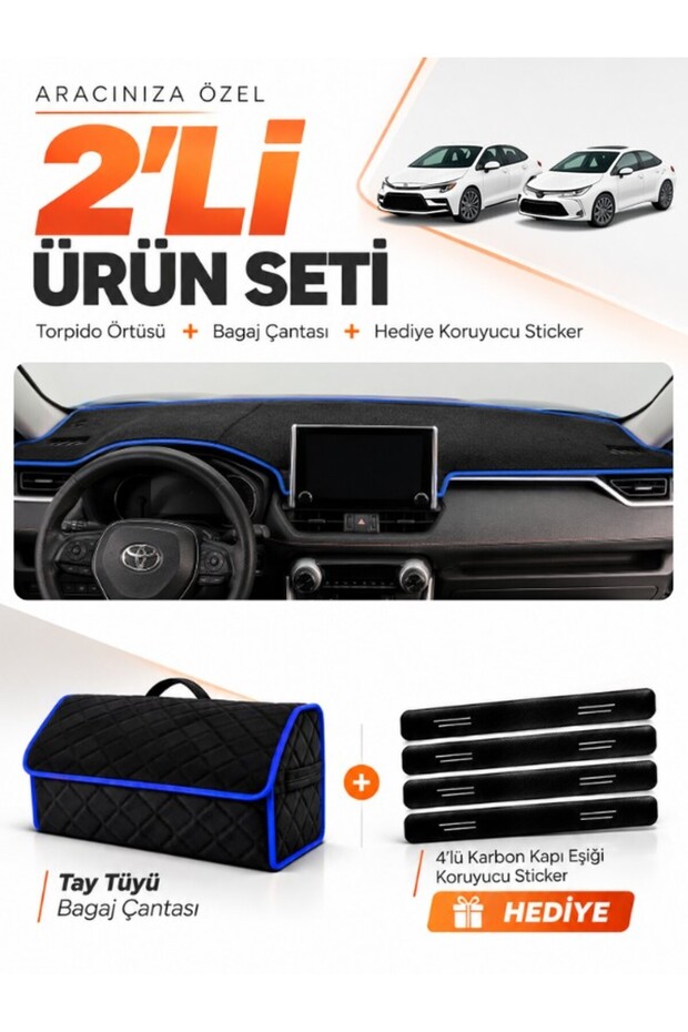 Toyota Corolla E210 with Ghost Indicator (2018-2026) Compatible Dashboard Cover Thai Feather Bag Set - To017