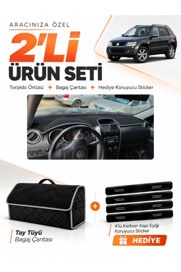 Suzuki Grand Vitara (2006-2012) Compatible Glove Box Cover + Tay Tüy Luggage Bag Set - Sz005