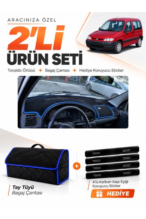 Peugeot Partner (1996-2002) Compatible Glove Box Cover + Tay Feather Luggage Bag + Sticker Set - Pe023