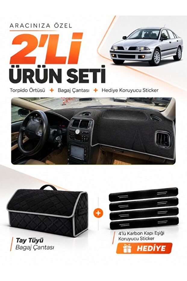 Mitsubishi Carisma Small Screen (1997-2003) Compatible Dashboard Cover + Thai Feather Bag Set - Mi003