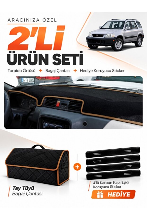 Honda Cr-V (1996-2001) Compatible Dashboard Cover + Tay Feather Trunk Bag + Sticker Set - Ho013