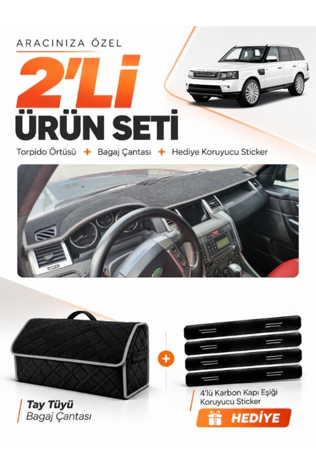 Glove Box Cover + Thai Feather Trunk Bag Set Compatible with Land Rover Range Rover Sport (2005-2013) - Lr004