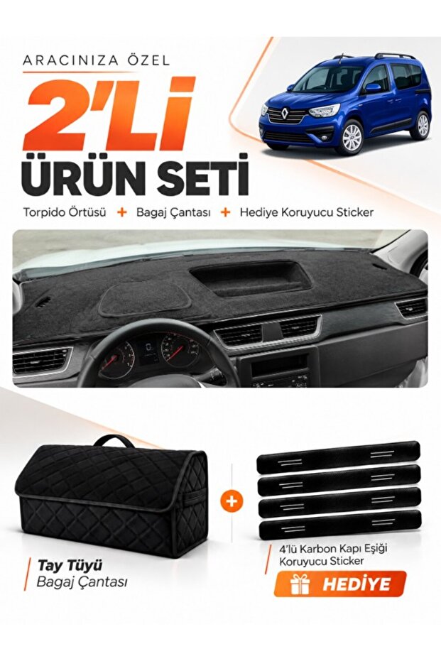 Renault Express Fully Covered (2021-2024) Compatible Glove Box Cover + Thai Feather Luggage Bag Set - Re021