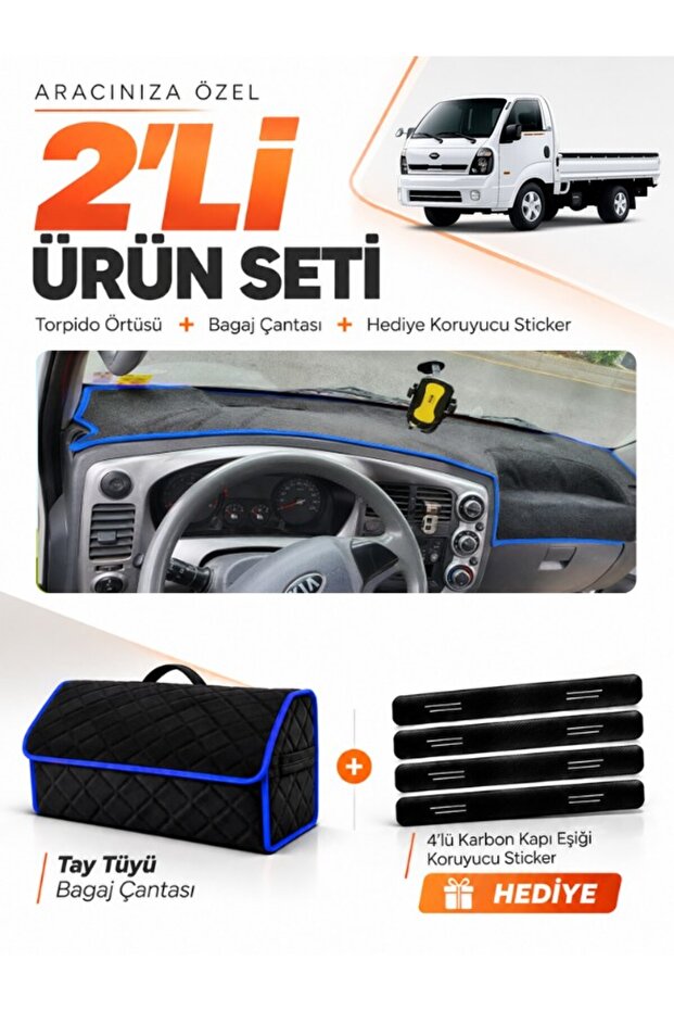 Kia Bongo (2004-2019) Compatible Torpedo Cover + Thai Feather Luggage Bag + Sticker Set - Ki001