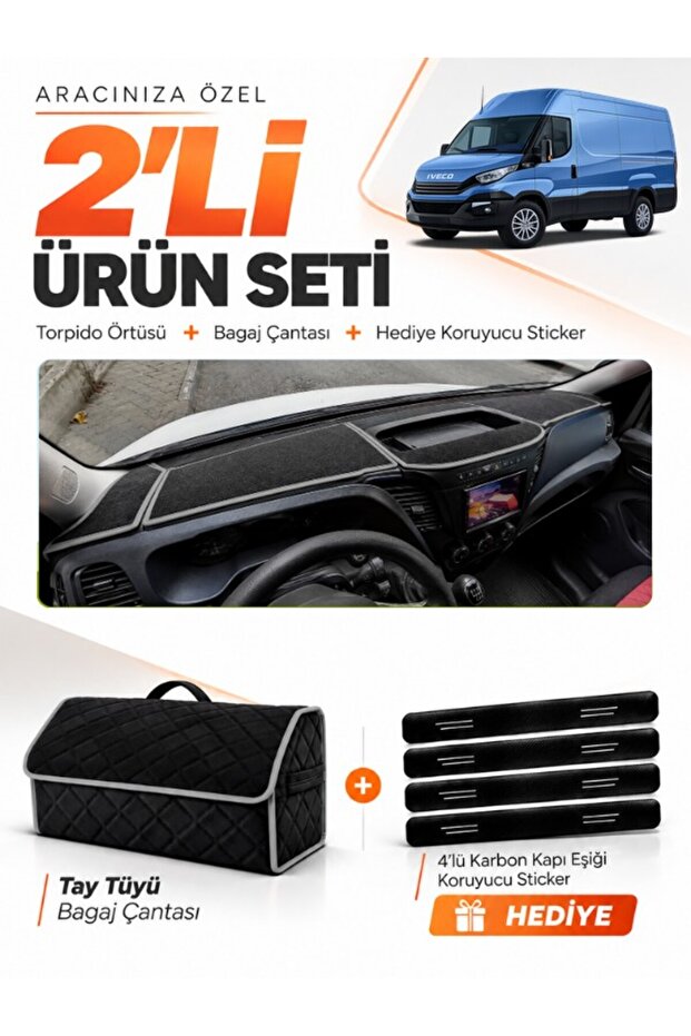 Iveco Daily (2015-2021) Compatible Glove Box Cover + Thai Feather Luggage Bag + Sticker Set - Iv002