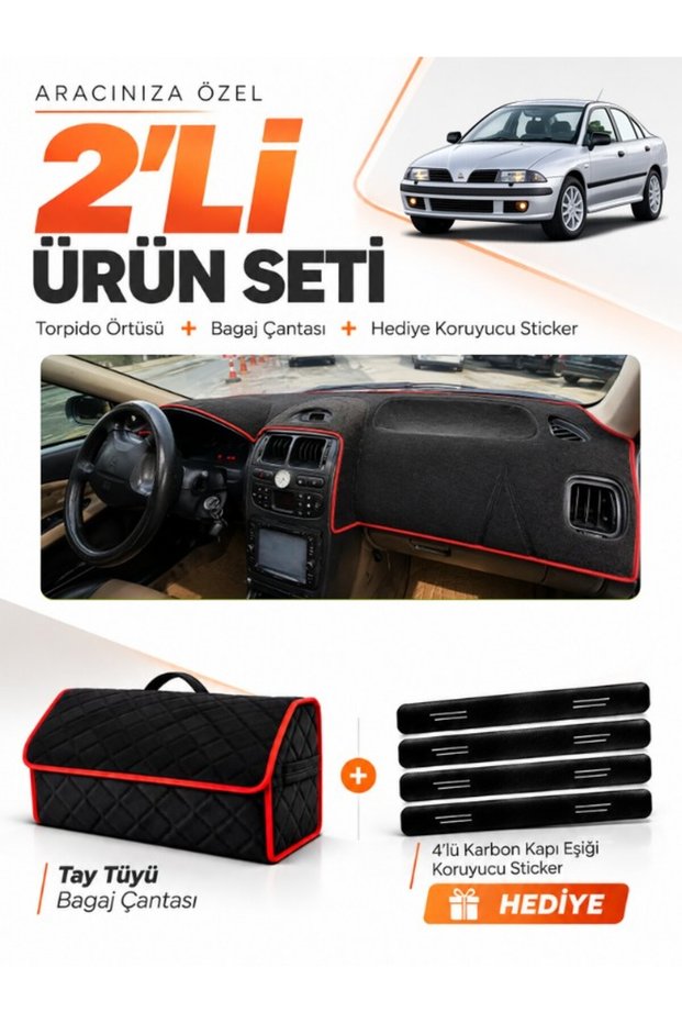 Glove Box Cover + Feather Bag Set Mitsubishi Carisma Small Screen (1997-2003) Compatible - Mi003