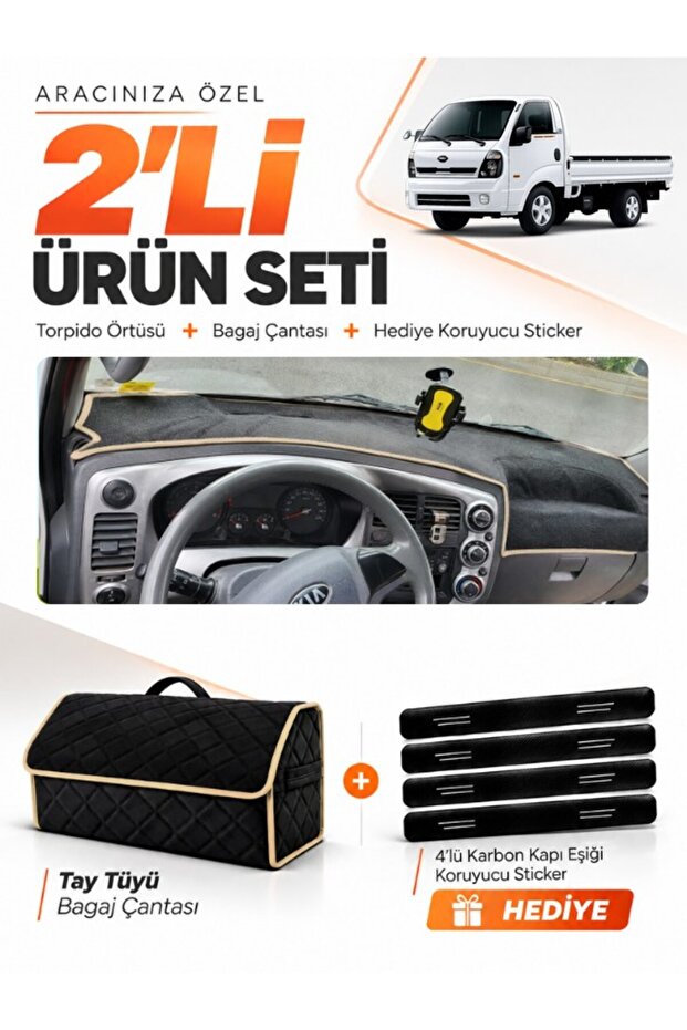 Kia Bongo (2004-2019) Compatible Torpedo Cover + Thai Feather Luggage Bag + Sticker Set - Ki001