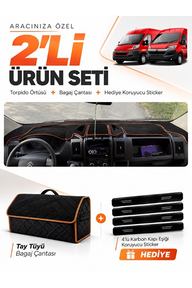 Citroen Jumper (2006-2024) Compatible Dashboard Cover + Tay Feather Trunk Bag + Sticker Set - Ci006