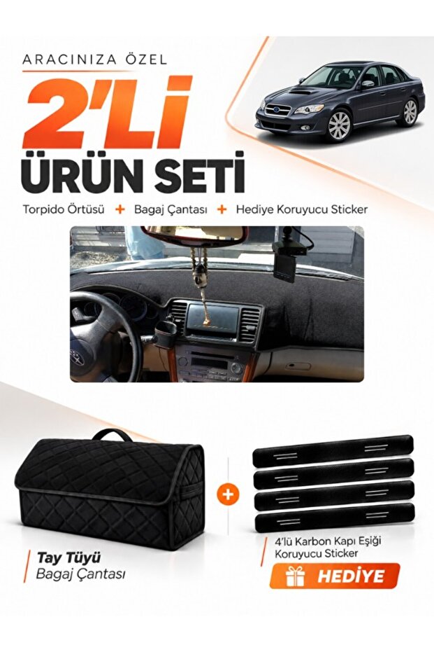 Subaru Legacy B4 (2003-2009) Compatible Glove Box Cover + Tay Feather Trunk Bag + Sticker Set - Su005
