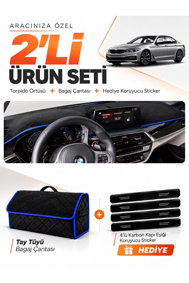 Bmw G30 G31 G38 (2017-2023) Compatible Glove Box Cover + Thai Feather Luggage Bag + Sticker Set - Bm008